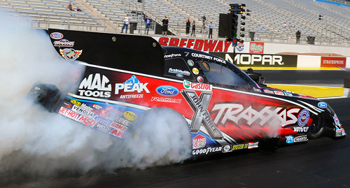 Courtney Force set both low ET and top speed at Las Vegas.