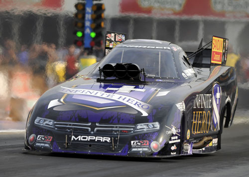 (Jack Beckman reset the track record at Royal Purple Raceway to 3.988 secs while earning the pole)