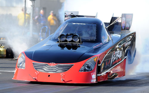 (Dom Lagana made his NHRA national event debut driving his Toyota fuel FC)