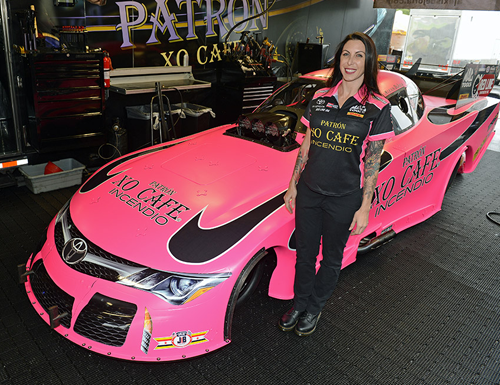 (Alexis DeJoria ran this cool special edition pink wrap on her Patron-sponosred Toyota at Reading)