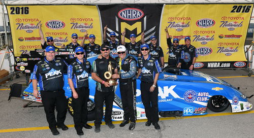 (John Force earned victory lane for the 147th time in his illustrious career)